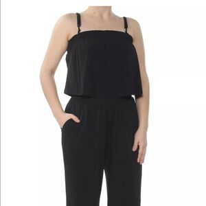 INC sleeveless square neck black jumpsuit